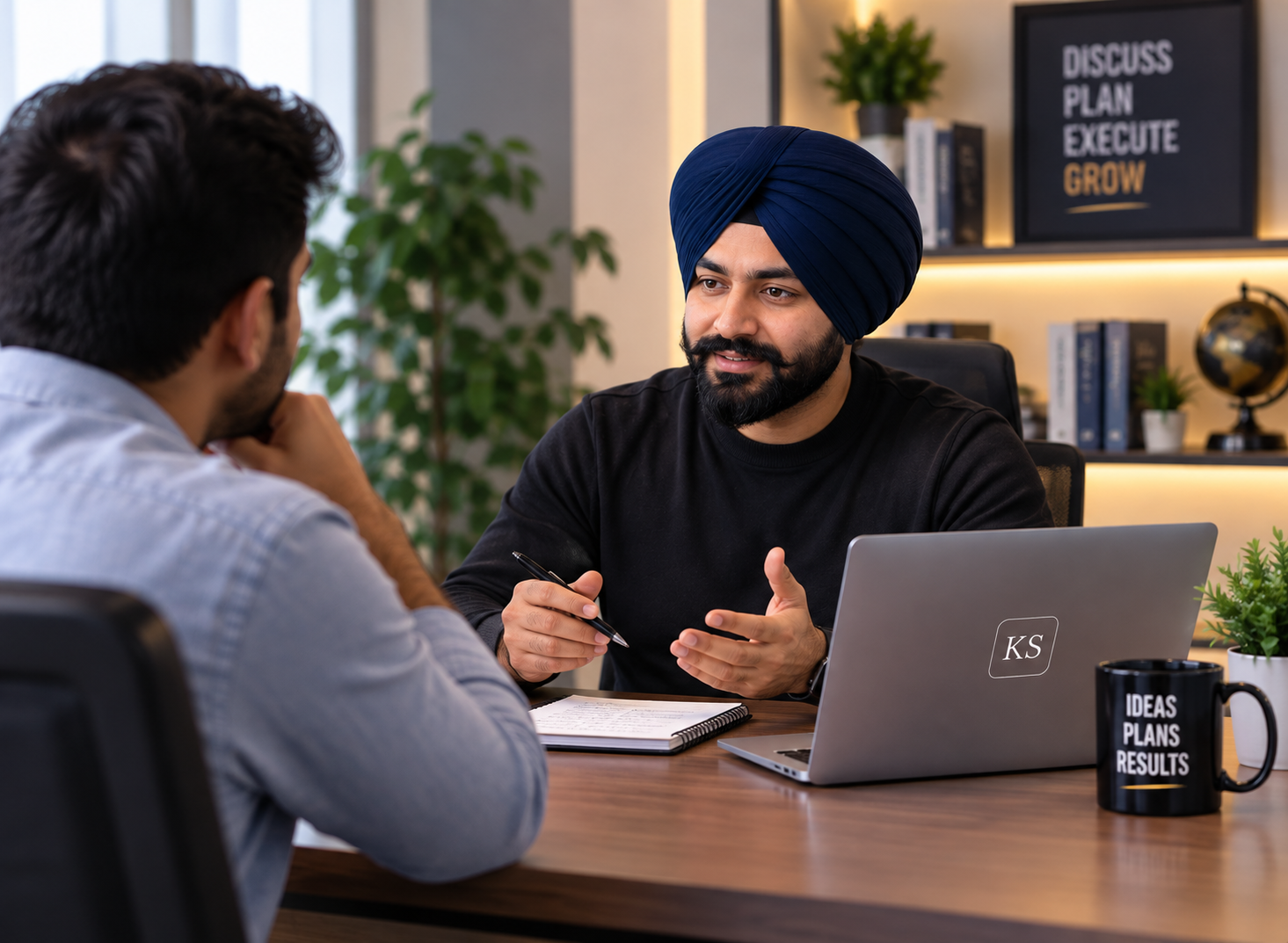 Karamjeet Singh reviewing a client's scan results on a 1:1 call